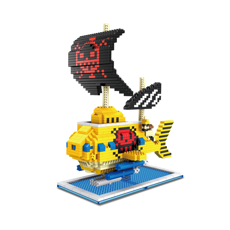 Bloques de construcción de barco pirata de una pieza, Anime Thousand Sunny Going Merry Luffy Shanks Boa, Mini ladrillos, figura de juguete para niños