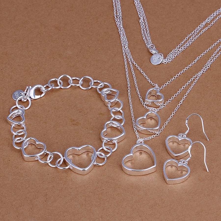 Plata de Ley 925, algunos modelos, regalo del Día de San Valentín, collar, pulsera, pendientes, juegos de joyería de moda para mujer, boda nupcial