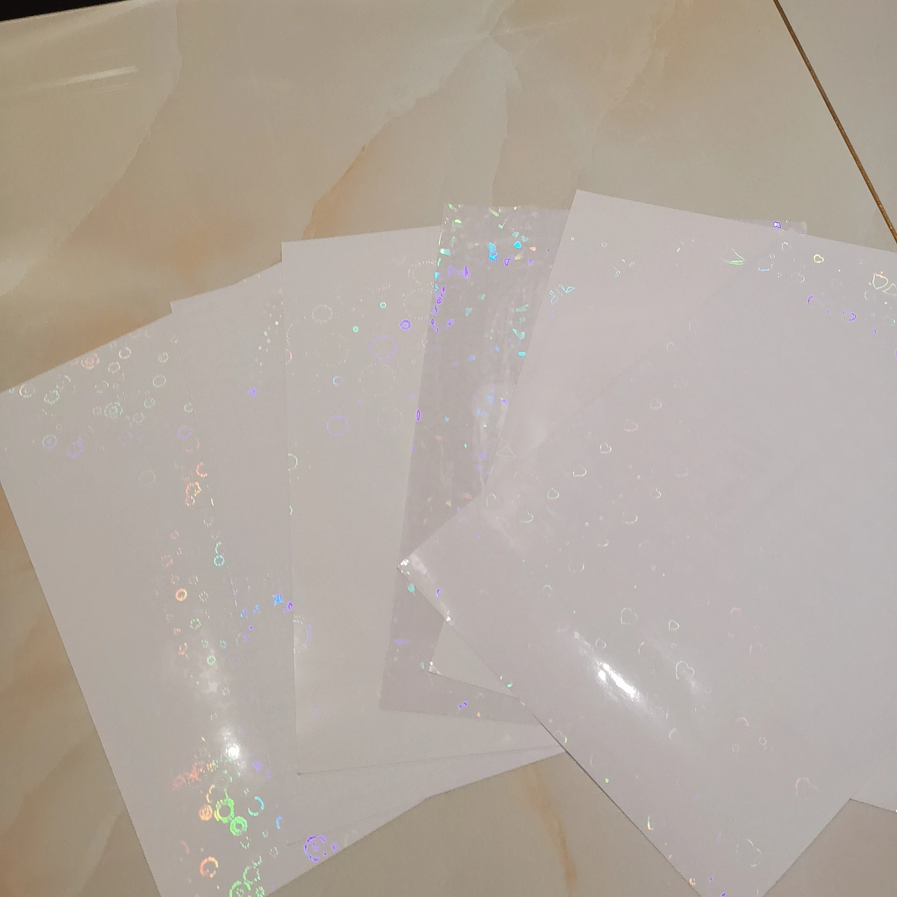 Ruban adhésif holographique cinq étoiles, feu d'artifice, stratification à froid sur papier plastique, 50 feuilles, 210x297 MM, carte d'emballage pour bricolage