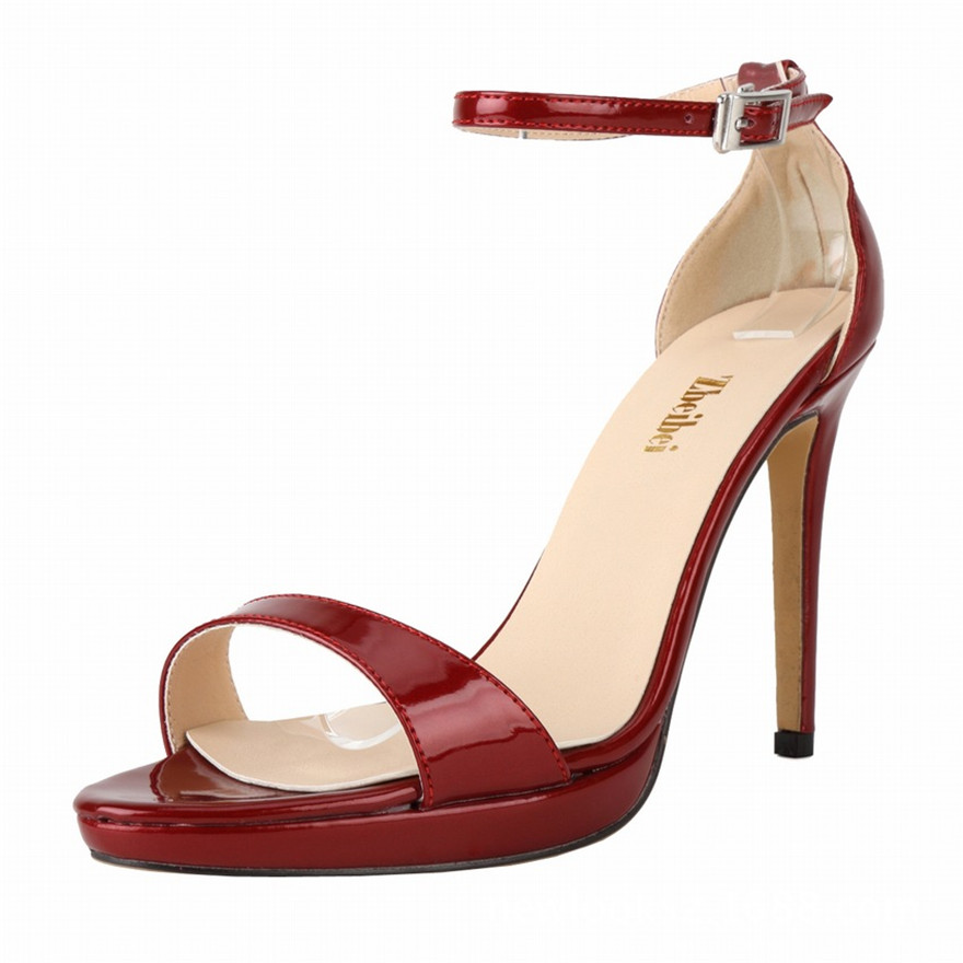 Sandal Gladiator Wanita Platform Modis Gesper Tipis Sepatu Hak Tinggi Kulit Paten Musim Panas Baru Sepatu Ujung Terbuka Gaun Pesta Sepatu Pump Wanita