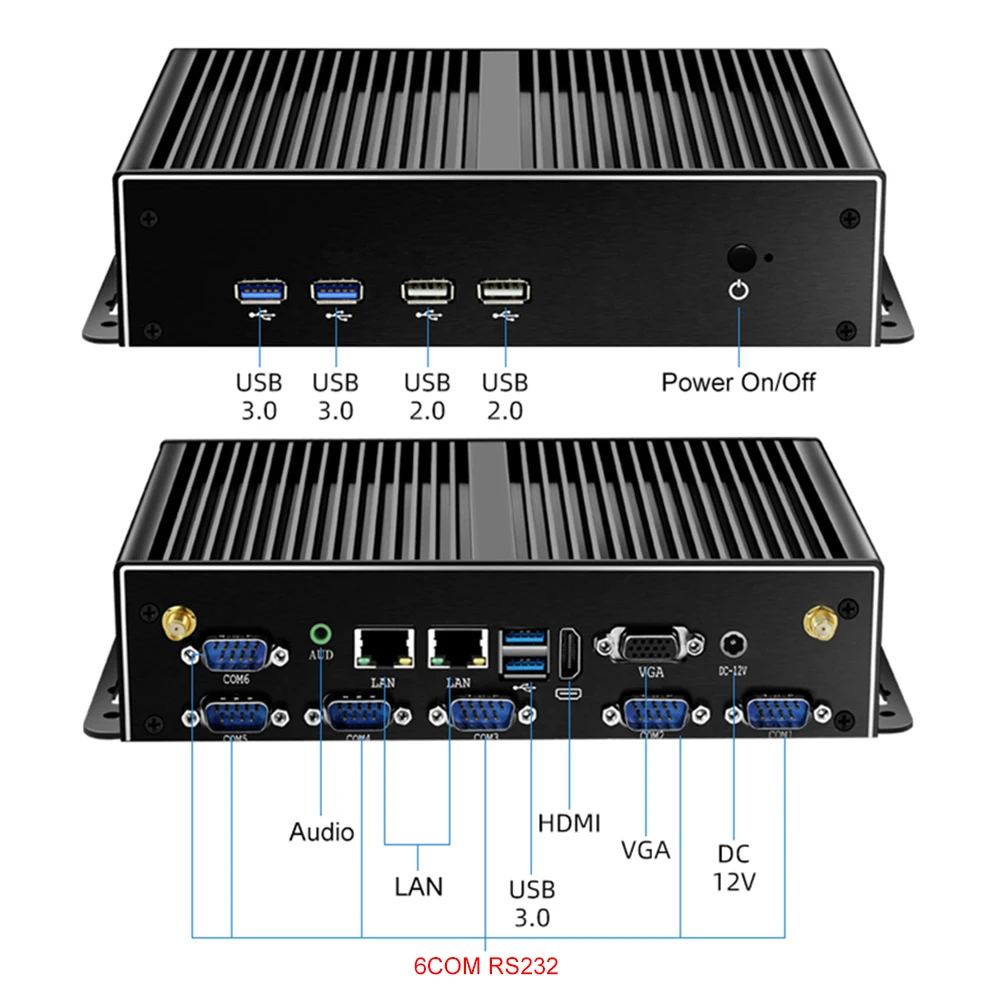 Xcy intel core i7 4500u 5500u mini pc 2 * lan 6 * rs232 4 * usb hdmi vga wifi 3g 4g micro computador industrial embutido windows linux