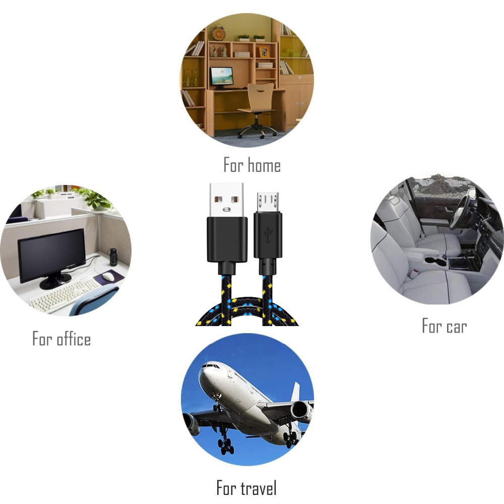 Cáp Micro USB 1M/2M/3M Đồng Bộ Dữ Liệu USB Sạc Cáp Samsung Huawei Xiaomi HTC Android Điện Thoại Nylon Bện Dây Cáp Microusb