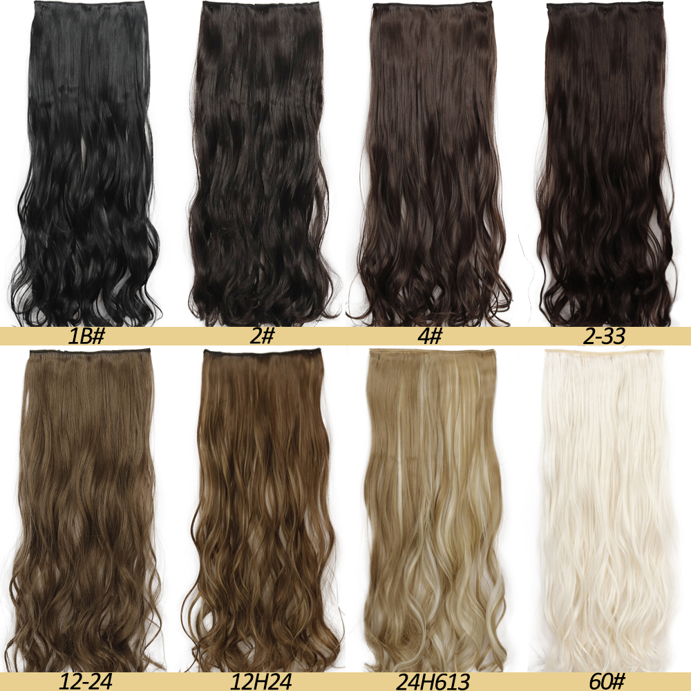NICESY-extensiones de cabello largo ondulado sintético para mujer, 5 Clips, 22 pulgadas/32 pulgadas, extensiones de cabello falsas de alta temperatura