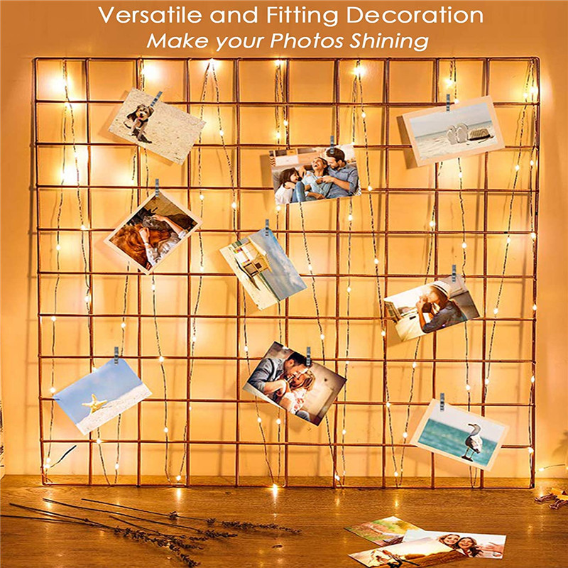 Guirlande lumineuse LED avec Clip Photo, USB, à piles, pour l'extérieur, décoration de noël, fête de vacances, mariage, lumières féeriques