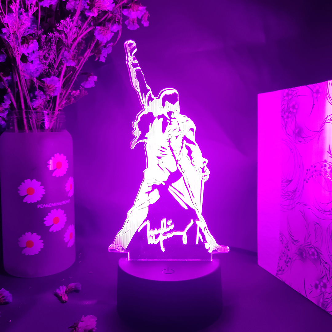 3D Led Night Light Queen Freddie Mercury Figure Color Changing Nightlight Office Bedroom Table Decor Lamp Xmas Gift Desktop Lamp
