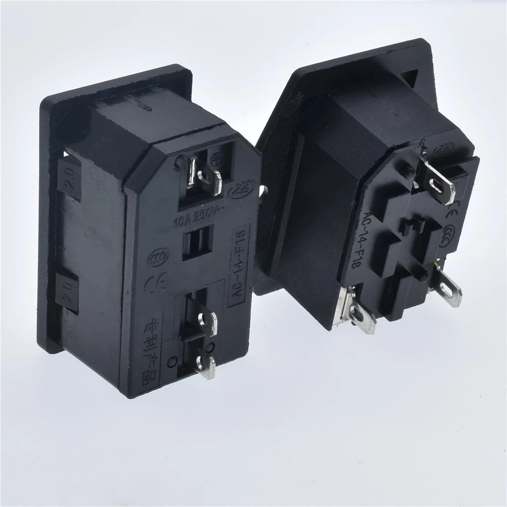 Nuevo interruptor basculante de luz roja Integral 10A250VAC, basculante de alimentación con fusible IEC 320 C14, enchufe de entrada, conector de 3 pines con orificios de fijación