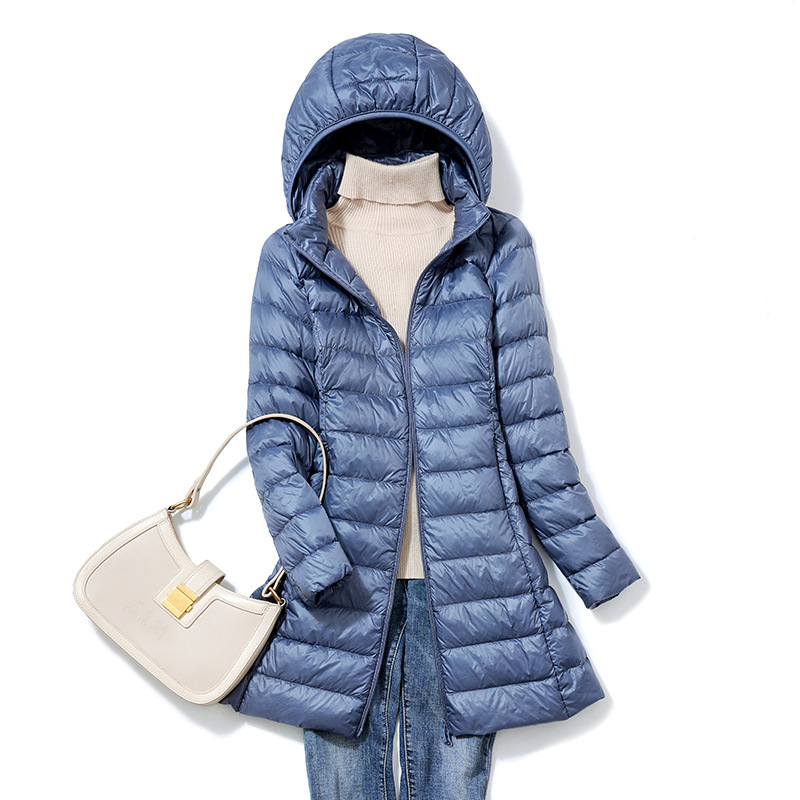 0-10 ℃   Frauen Winter Jacken Ultraleicht Tragbare Puffy Dünne Unten Mantel Mit Kapuze Weibliche Ente Unten Jacke Kapuze Abnehmbare Oberbekleidung 5XL