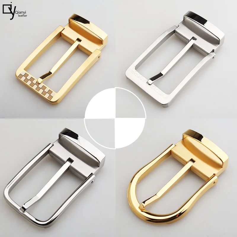 Hebilla de cinturón de acero inoxidable para hombre, 1 piezas, Pin único, Media hebilla, hebilla sólida, accesorios Casuales