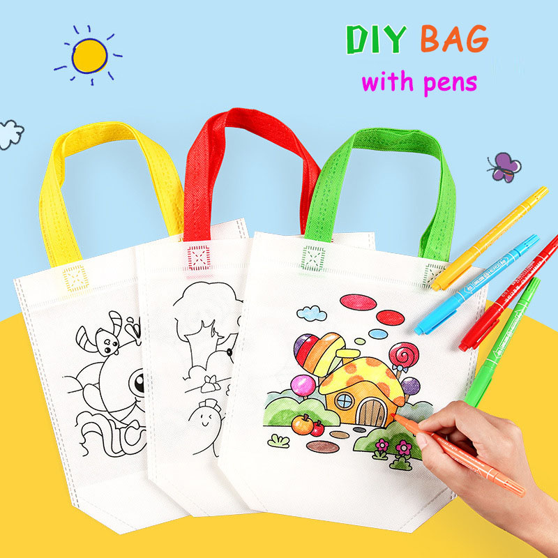 DIY Handmade Pintura Puzzles para Crianças, Graffiti Bag, Artes Artesanato, Color Filling, Desenho Brinquedo, Kindergarten Handbags, 20Pcs por lote