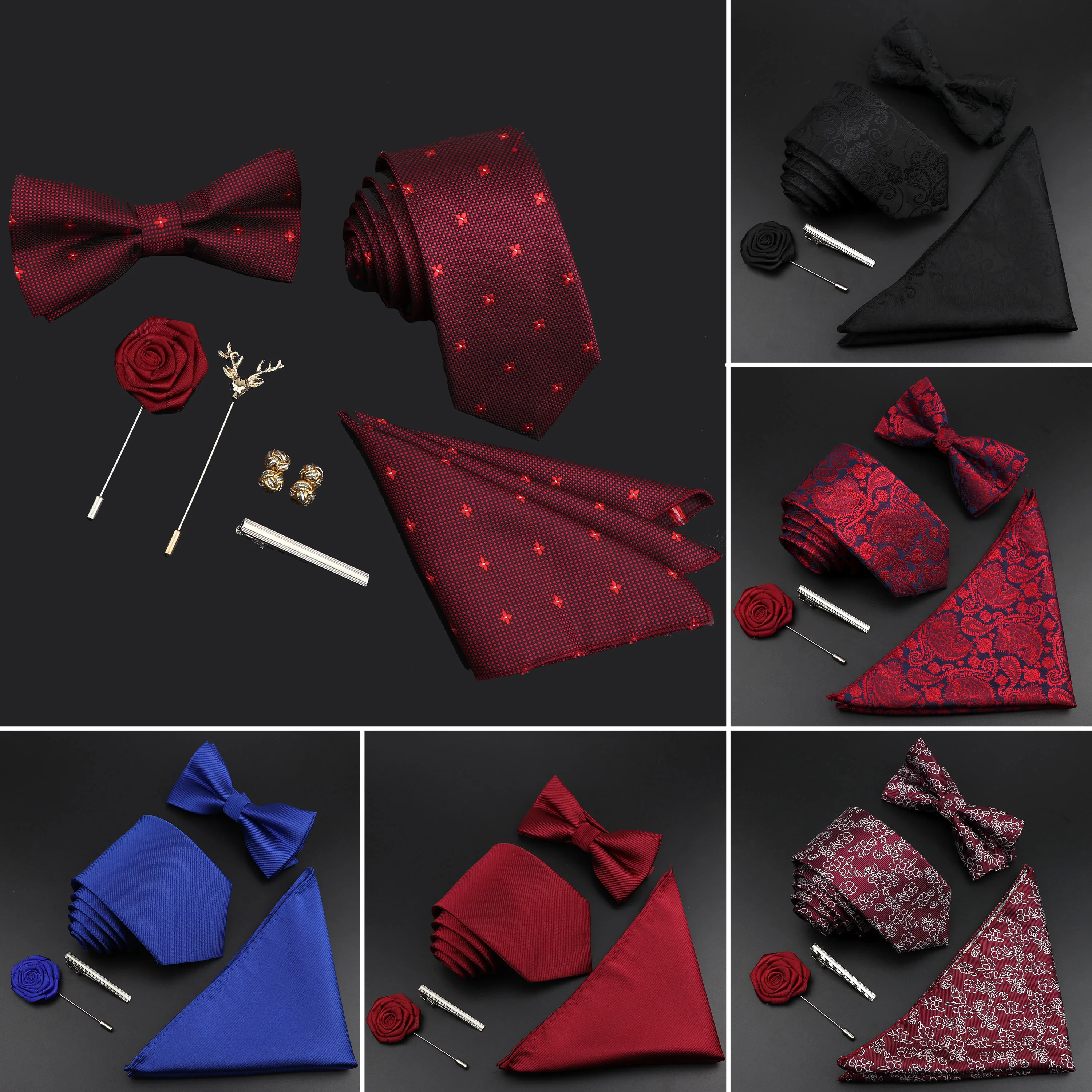 Mới Chắc Chắn Lụa Màu Sắc Áo Buộc Bộ Polyester Dạ Nỉ Dệt Áo Khoác Đính Nơ Bowtie Phù Hợp Với Vintage Màu Xanh Đỏ Dành Cho Chú Rể Kinh Doanh Cưới đảng