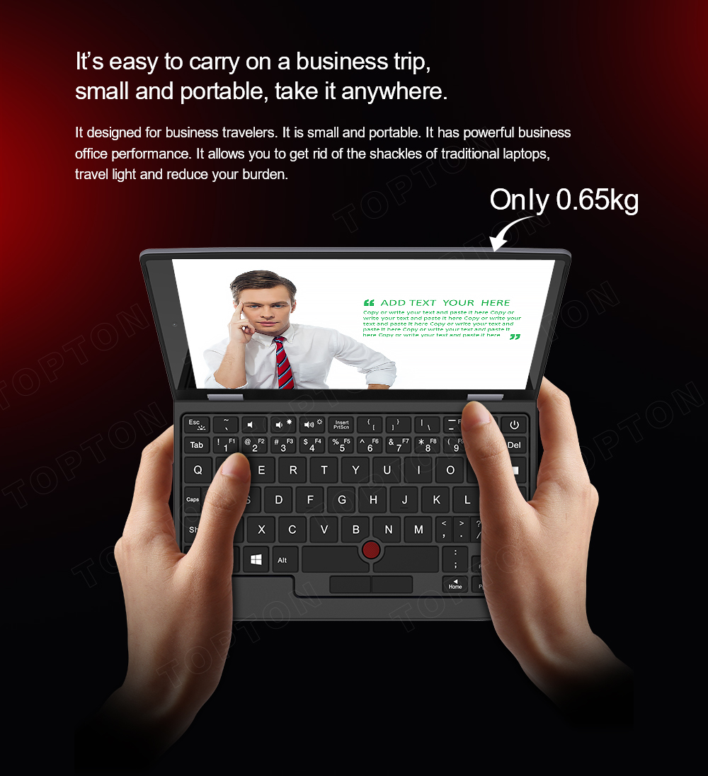 Topton Fanless Mini Pocket Laptop 7 Inch Touch Screen Intel N4000 12GB DDR4 Computer Office Ultrabook Notebook 2.0MP Windows 11