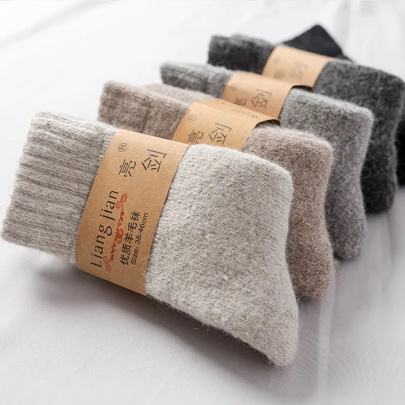 Calcetines sólidos súper gruesos calcetines de conejo de lana Merino nieve invierno cálido divertido feliz hombre calcetines calceta hombre skarpety meskie