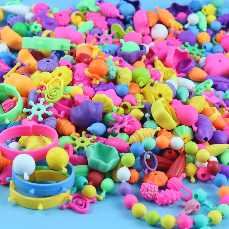Pop-Arty ลูกปัด Snap-Together สําหรับเครื่องประดับเด็กแฟชั่นชุด DIY สร้อยคอและสร้อยข้อมือหัตถกรรมของขวัญวันเกิดของเล่นเด็กลูกปัด
