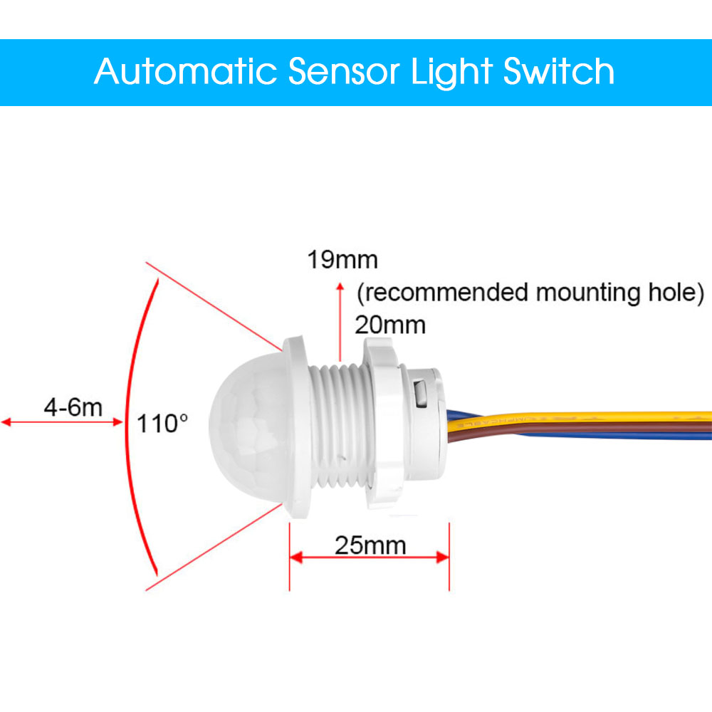 LED 110V 220V PIR Sensor de movimiento por infrarrojos interruptor de luz de encendido y apagado automático Detector de Sensor PIR interruptor inteligente