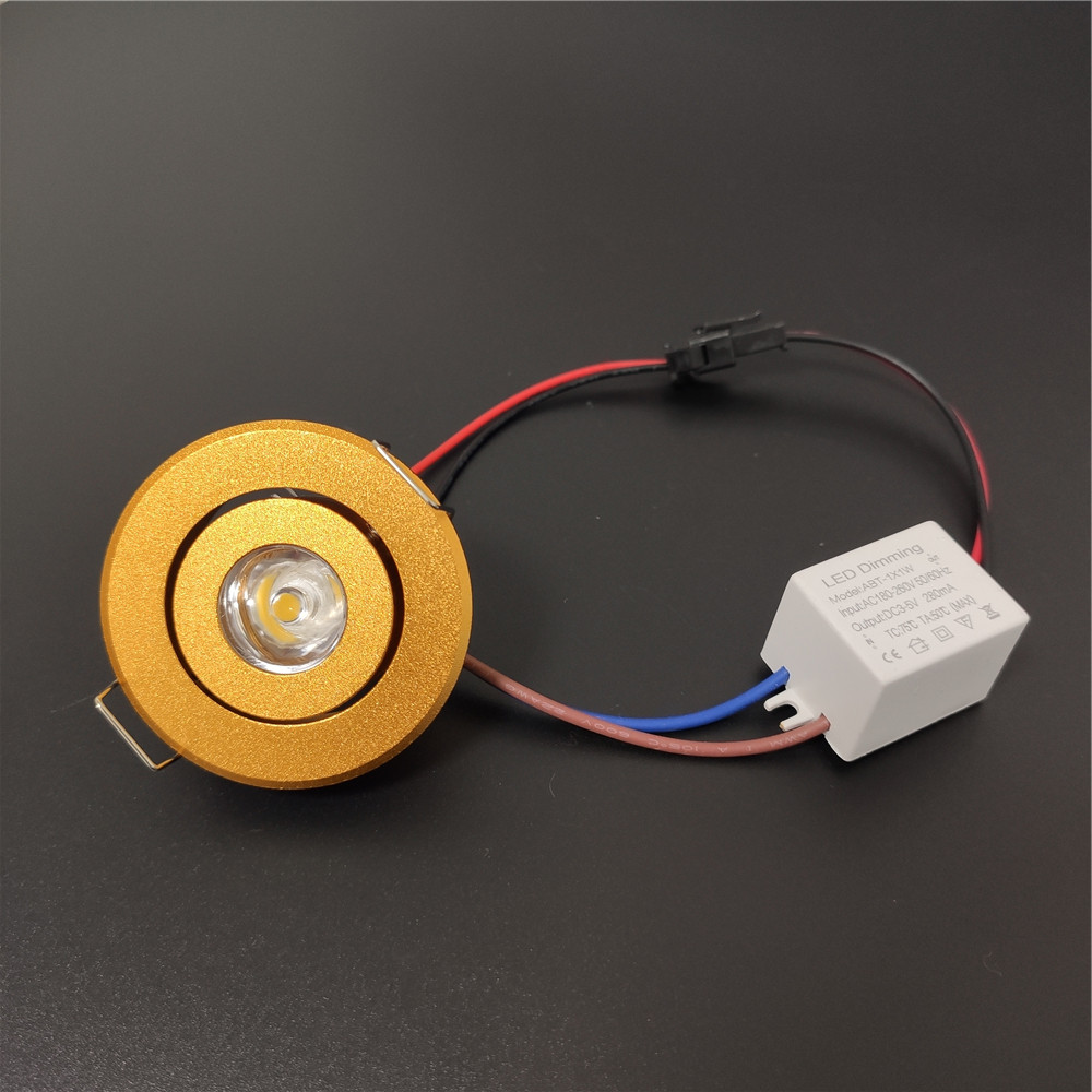 Mini luz descendente led 3W 1W foco regulable luces empotrables ac85-265v luz de techo aluminio 52mm