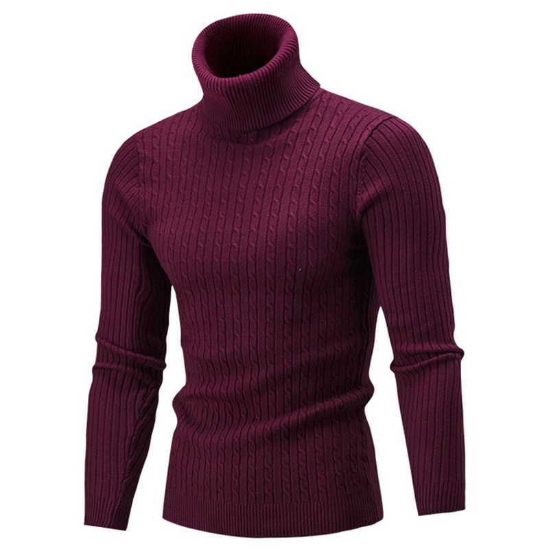 Suéter cálido de cuello alto para hombre, suéter de punto cálido con cuello redondo, Jersey informal de lana tejido para mantener el calor, invierno 2023