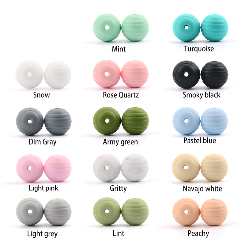 LOFCA 10 Stück 15 mm Bienenstock-Silikonperlen, Lebensmittelqualität, Beißring mit Gewinde, DIY Spirale, Schnullerclips, Perlen, Halskette, Baby-Beißring