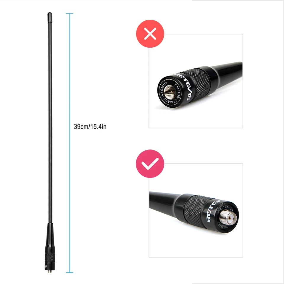 Retevis RHD-771 RT5R Walkie-Talkie-Antenne SMA-F RHD-771 VHF UHF Dual Band für Baofeng UV 5R 144/430 MHz Quansheng UV K5 UV K6