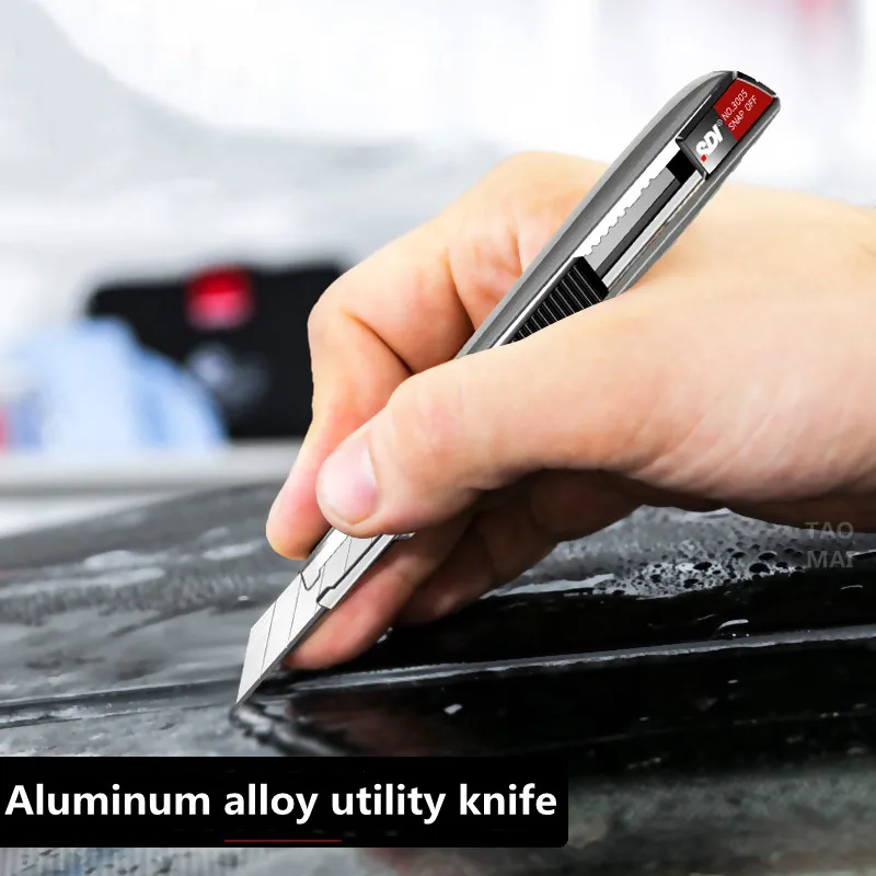 อลูมิเนียมมีดยูทิลิตี้30องศา9Mm Sharp มุมใบมีดตัดกระดาษ/หนังแกะสลักหัตถกรรมมีดโลหะมีดเครื่องเขียน