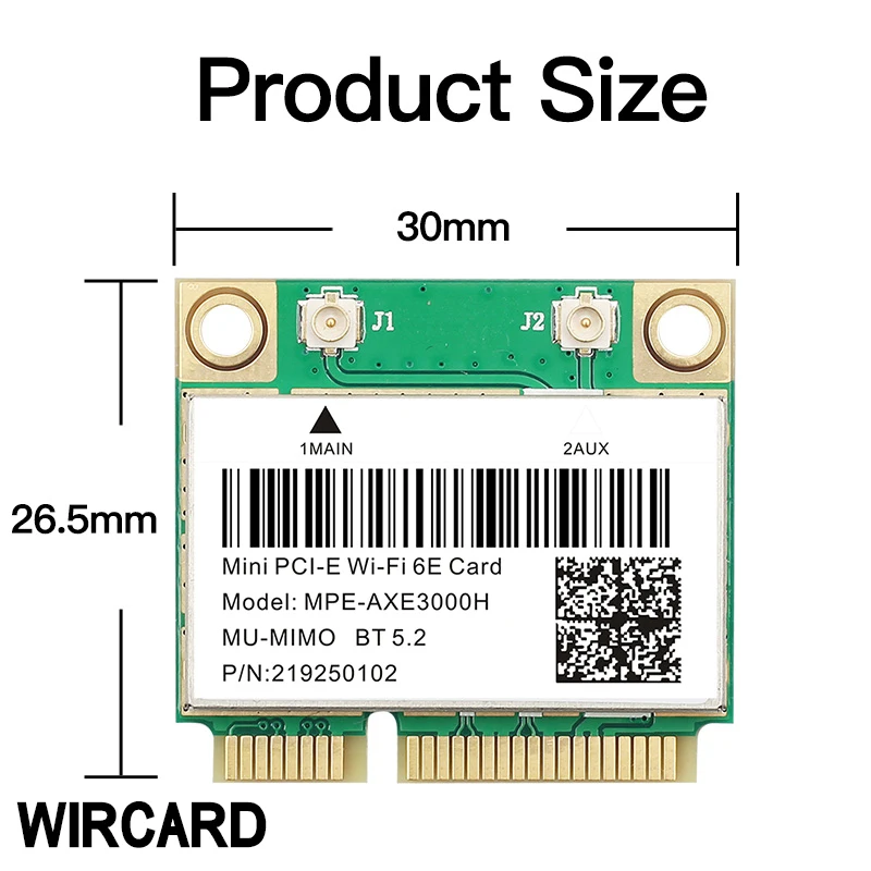 AXE3000H 5374 Мбит/с Wi-Fi 6E для AX210 Mini PCIE Wi-Fi-карты для BT5.2 802.11AX 2,4G/5G/6Ghz адаптер сетевой карты Wlan для Windows 10