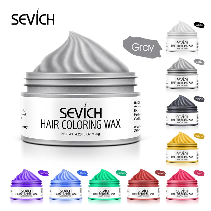 Sevich Tóc Tạm Thời Sáp Màu Áo Diy Bùn 1 Lần Đúc Dán Nhuộm Kem Gel Tóc Cho Tóc tạo Kiểu Tóc Bạc Màu Xám 120G