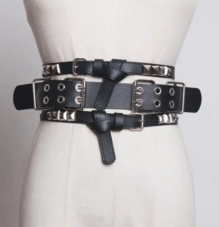Damska runway moda nit pu skóra punk Cummerbunds damska sukienka płaszcz gorsety pas pasy dekoracji szeroki pas R1754