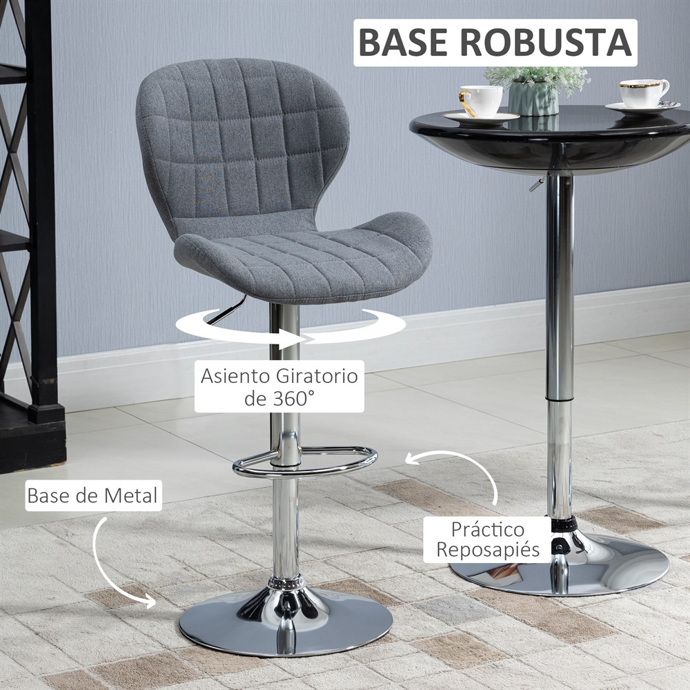 HOMCOM 2 Drehhocker mit verstellbarer Höhe 60–80 cm und grauer Fußstütze