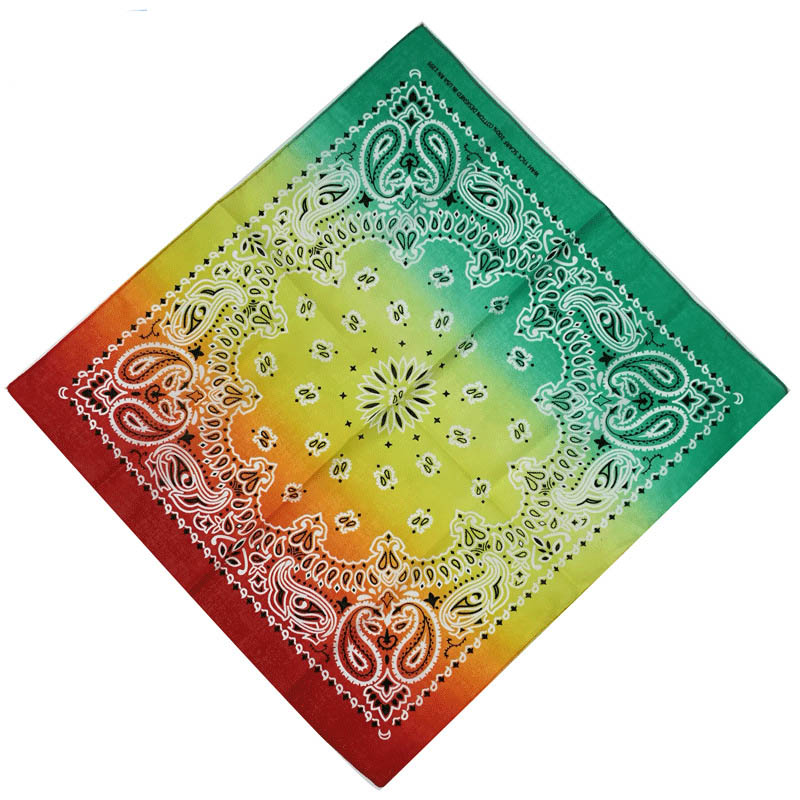 カラフルなハンカチペイズリーバンダナ,色あせた綿の四角いスカーフ55cm x 55cm,1個