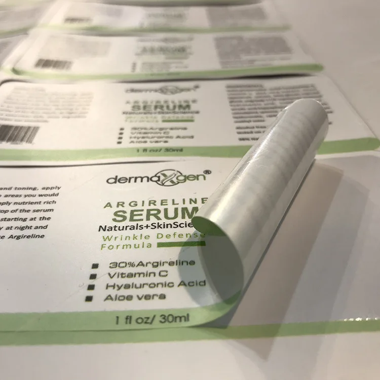 Stikcers de botellas de vinilo impermeables personalizados para el cuidado de la salud con etiquetas de embalaje autoselladas mate impresas con código de barras para tarros de plástico