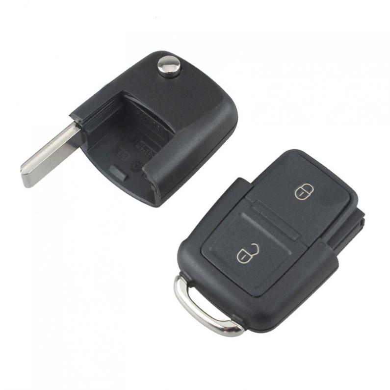 リモート交換キーケース ブラック 2 ボタン スマート チップなし ノーカット車フリップキー付き フォルクスワーゲン BORA GOLF MK4 キーケースに適合