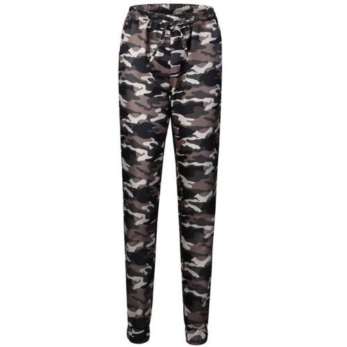 Nova venda quente cintura elástica conversível calças moda plus size camuflagem elegante magro exército verde calças jeans feminino