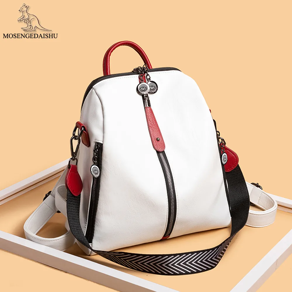 Ransel Wanita Kulit PU Kualitas Tinggi Desainer Mewah Ransel Travel Wanita Multifungsi Tas Sekolah Wanita Desain Berpanel