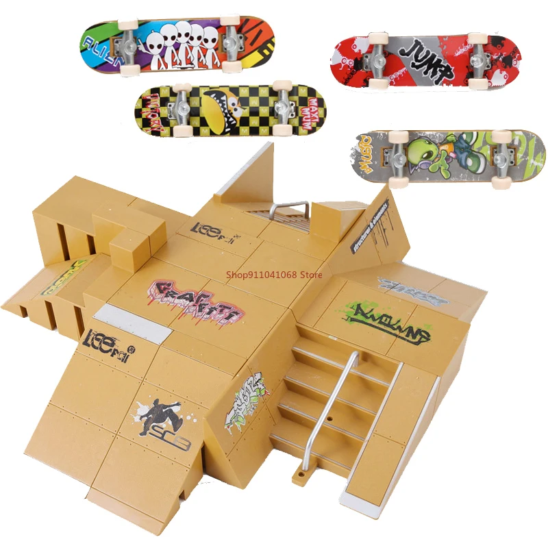 สเก็ตบอร์ดนิ้วสเก็ต Park Ramp สําหรับ Tech Practice Deck เด็กชุดของขวัญ Fingerboard ของเล่น