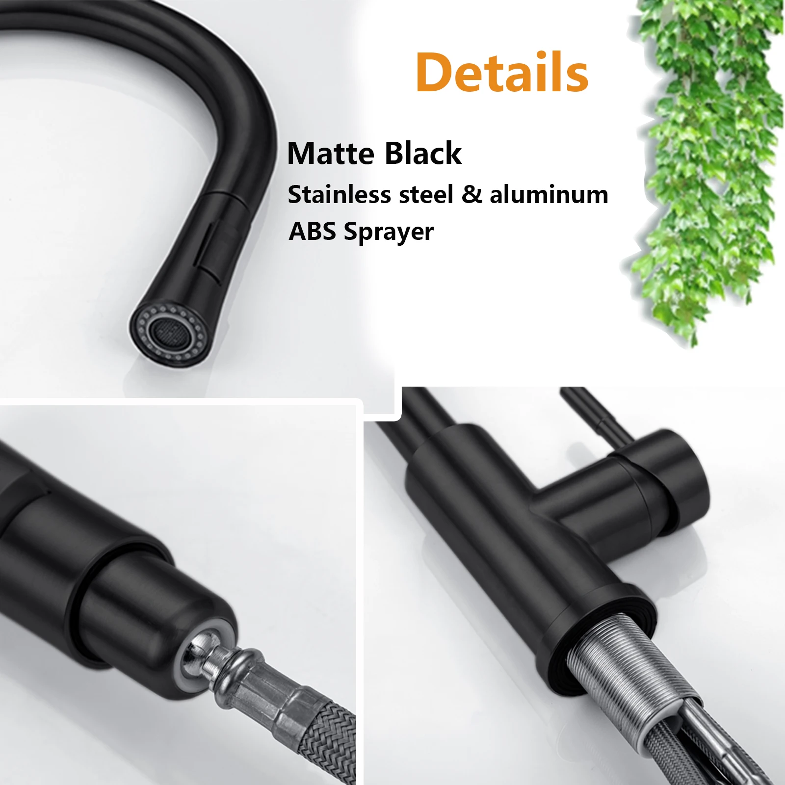 DQOK ก๊อกน้ําห้องครัวดึง Brushed Nickle Sensor สแตนเลสสีดําสมาร์ท Induction Mixed Tap Touch Control Sink Tap