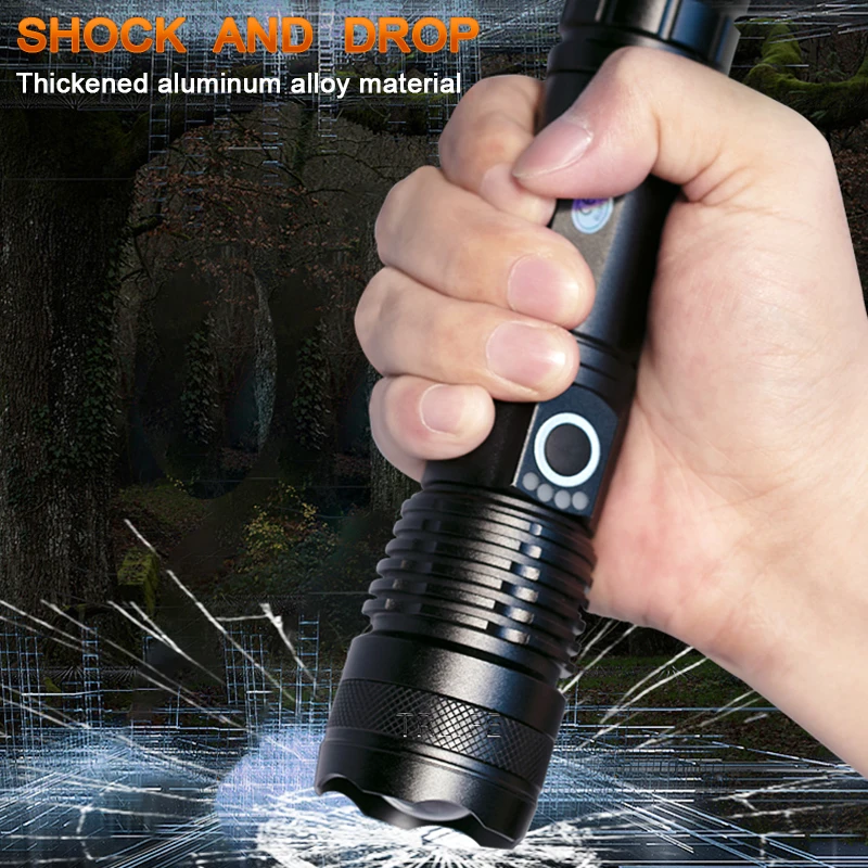 1000000 Linterna LED LM xhp50 recargable por usb uso 18650 Zoom antorcha LED de aleación de aluminio el mejor uso para acampar, al aire libre y emergencias