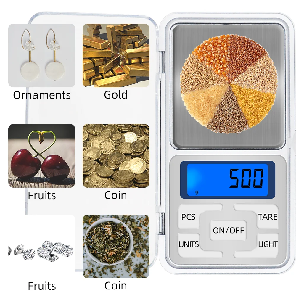 0,01g Schmuck waage Gewicht Diamant waage 500g/200g/1000g hochpräzise elektronische Küche mit digitaler Tasche Mini-Waage