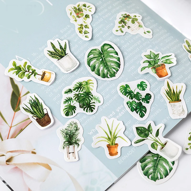 45 ชิ้น/แพ็คสีเขียวกระถางต้นไม้ตกแต่ง Washi สติกเกอร์ Scrapbooking Stick ไดอารี่เครื่องเขียนอัลบั้ม Diy เด็กสติกเกอร์