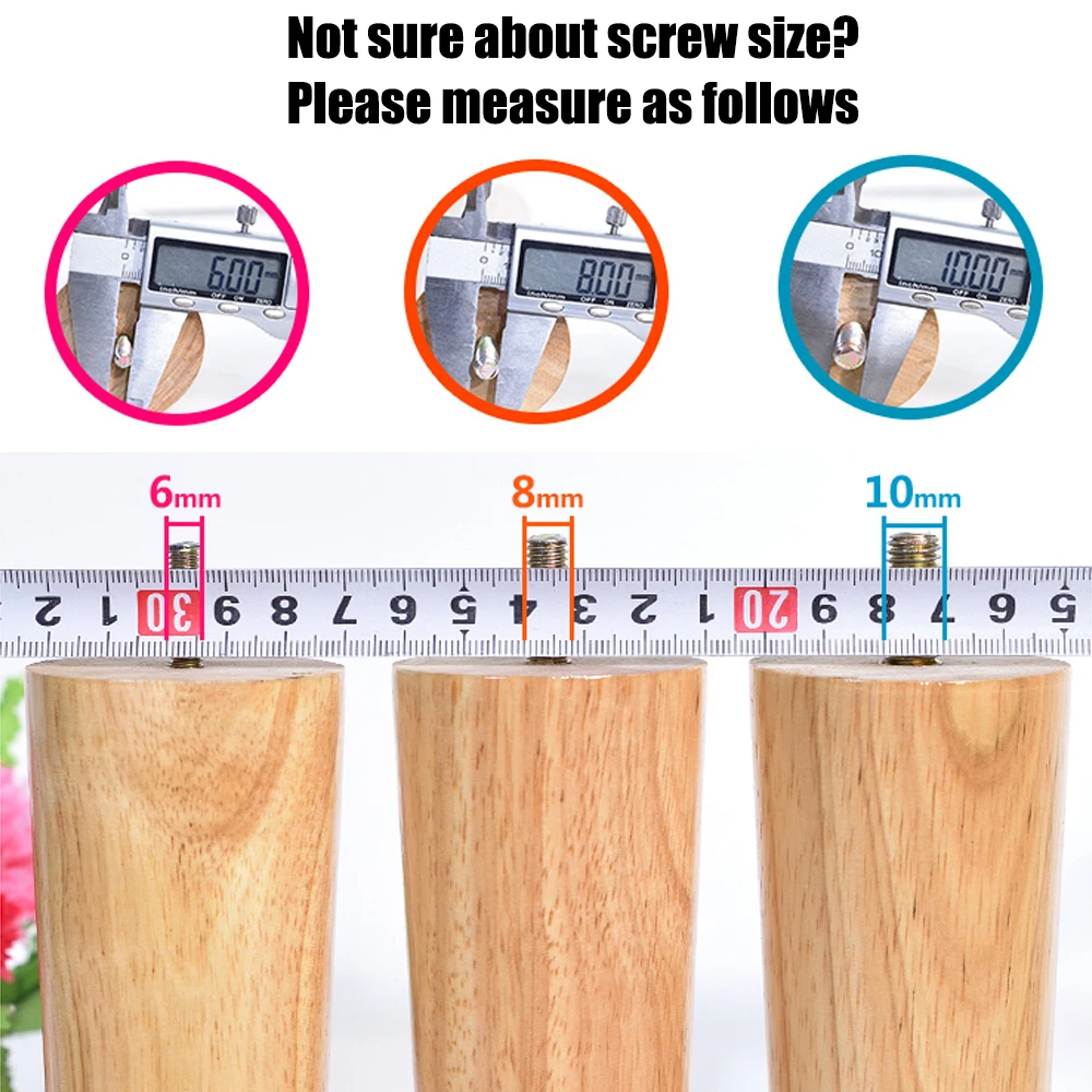 4 M6/M8/M10 Vít Gỗ Sồi Nội Thất Chân Châu Âu Styls Hình Nón Gỗ Cao Su Sofa Chân Gỗ bàn Tủ Đồ Nội Thất Lớn Lên Bàn Chân