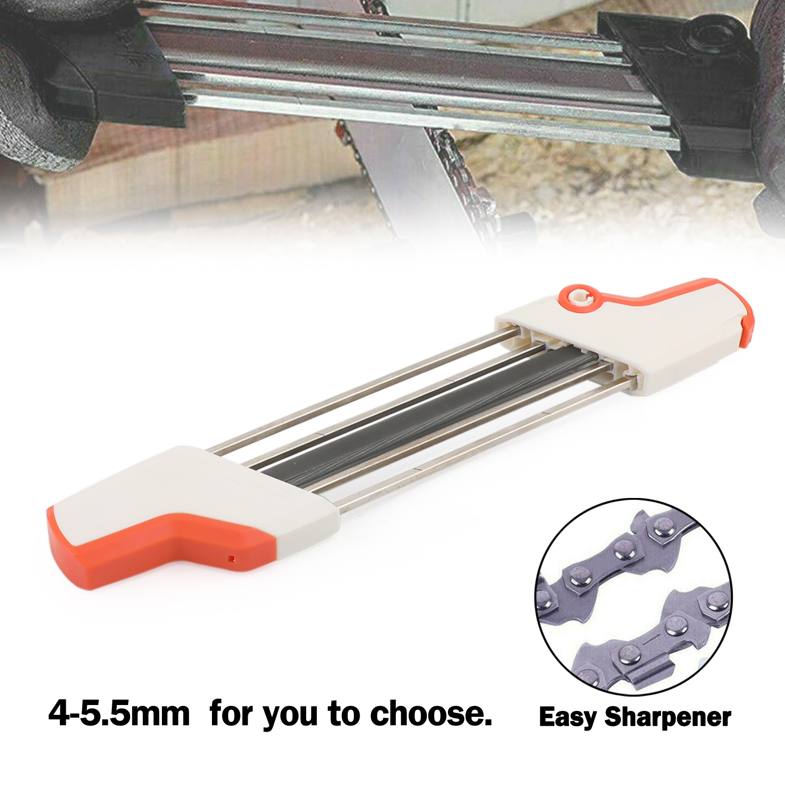 Areyourshop 4mm / 4.8mm / 5.2mm /5.5mm 2 en 1 facile tronçonneuse fichier affûteur de chaîne Kits de pierre à aiguiser pour Stihl