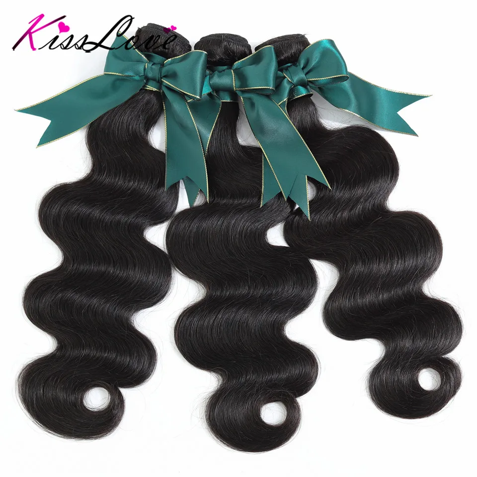 Cabelo humano ondulado indiano, extensão de cabelos humanos, 1/3 peças