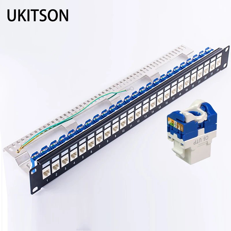 Патч-панель без инструментов с 24 вилками, разъем модуля RJ45 Keystone Jack CAT6, для 19 дюймового кронштейна в стойку для подключения к Интернету
