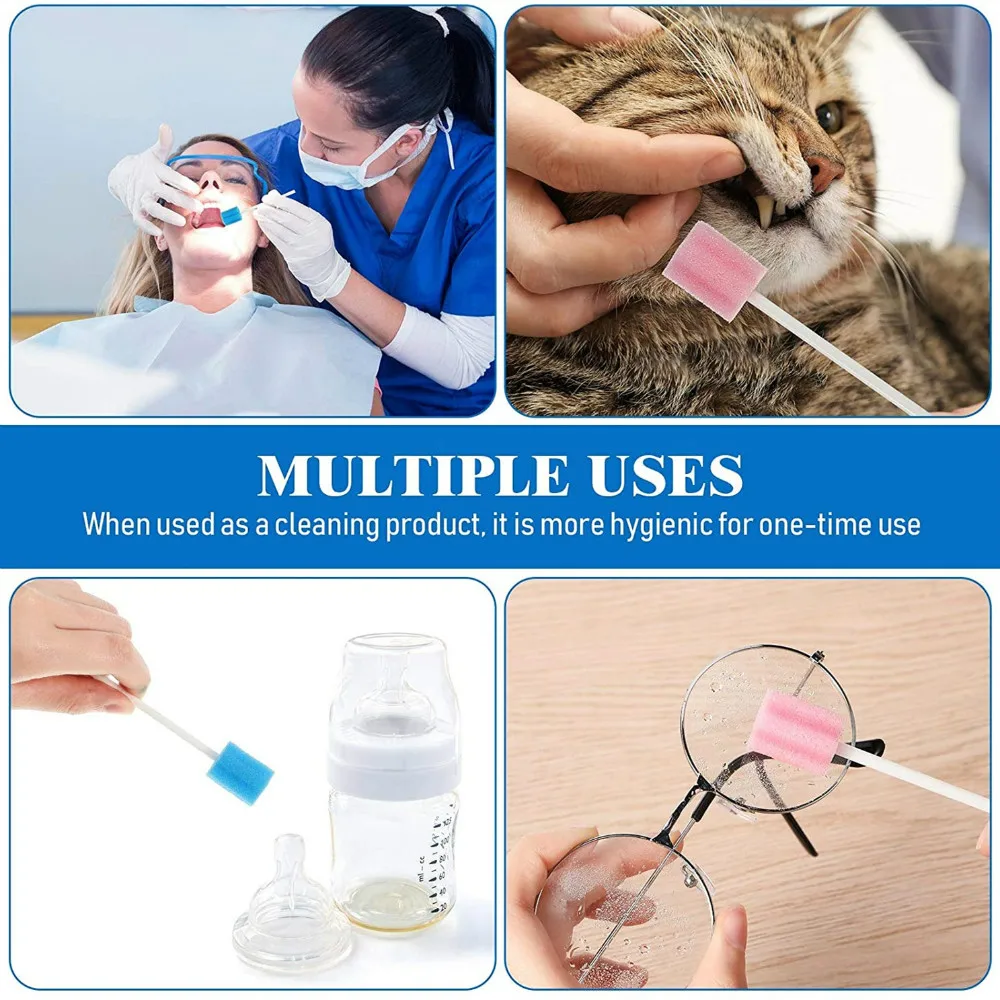 100 Cái/túi Dùng Một Lần Chăm Sóc Răng Miệng Tăm Bông Đầu Miệng Xốp Đầu Nha Khoa Swabstick Răng Miệng Y Tế Sử Dụng Chăm Sóc Răng Miệng Cho Nhà Cửa Vệ Sinh dụng Cụ