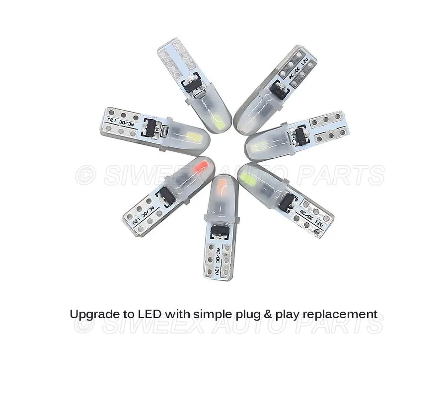 10 Chiếc T5 Xe Ô Tô Tự Động Bảng Điều Khiển Đèn 2 3014 SMD Đọc Bảng Dụng Cụ Đèn Không Phân Cực Bóng Đèn Led Trắng 12V DC