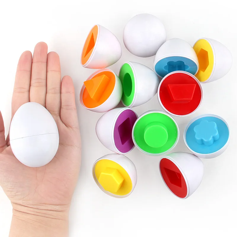 6Pcs Baby Smart Eggs Montessori Educational Toys For Children Color Shape Matching Recognize Toddler Intelligent Learning 2-4Y