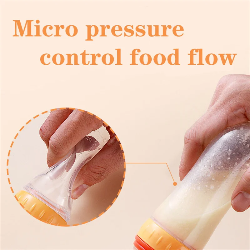 Biberon in silicone utile e sicuro con cucchiaio Integratore alimentare Bottiglie di cereali di riso Spremere cucchiaio Biberon per il latte Tazza