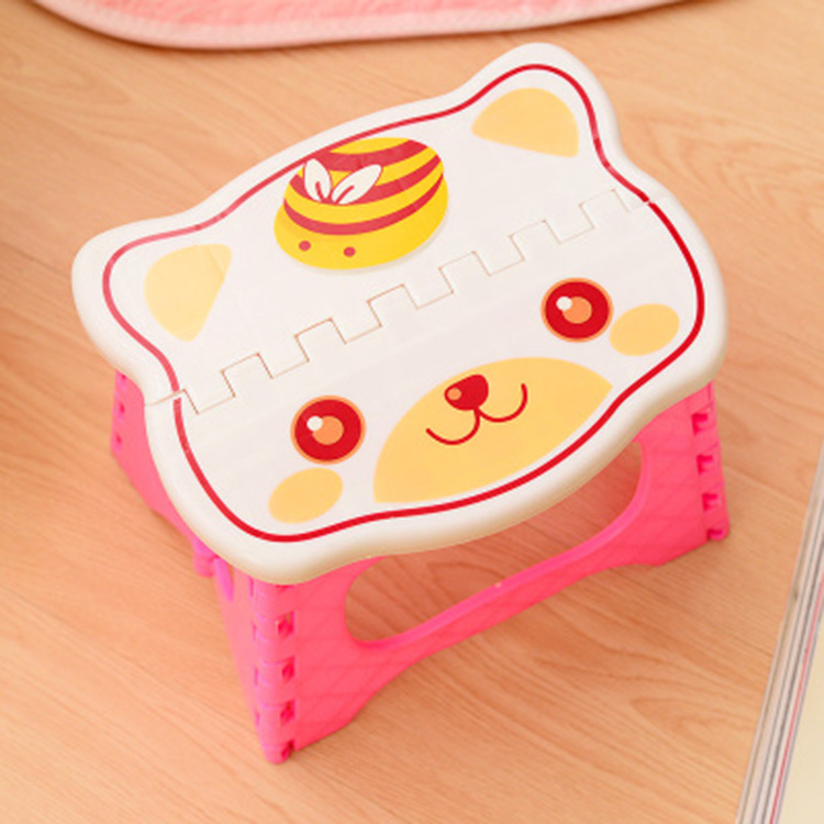 Bancos de plástico portáteis H-Cute, degrau dobrável grosso, cadeiras dobráveis de plástico para crianças, rosa e azul