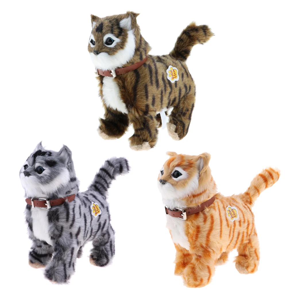 อิเล็กทรอนิกส์ตุ๊กตาแมวของเล่นตุ๊กตาของเล่นแมวเดิน Meow ของเล่นเด็กเด็กสัตว์ของเล่นของขวัญวันเกิดตกแต่งโฮมออฟฟิศ