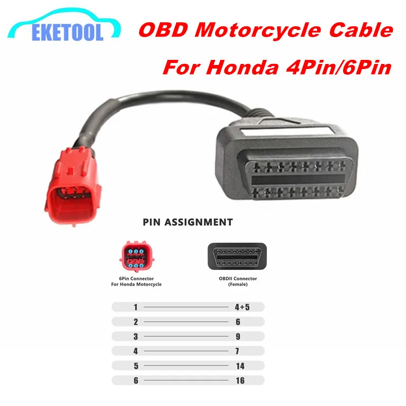 Для Honda 4Pin для Honda 6Pin OBD мотоциклетный кабель 16Pin штекер диагностический кабель 4Pin 6Pin к OBD2 16Pin для Yamaha/Kawasaki