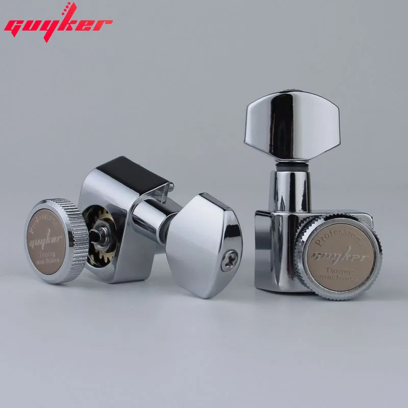 1 Bộ GUYKER 6 Dòng Trong Máy Đầu Không Có Ốc Vít Khóa Điều Chỉnh Khóa Chốt Chỉnh Âm Chrome Bạc 6R/6L