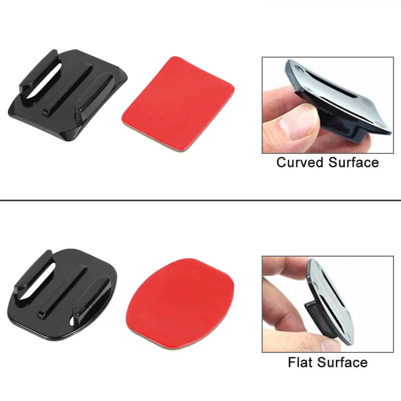 Phẳng Cong Keo Gắn Miếng Dán Ốp Cho GoPro Hero 8 11 Đen 7 Xiaomi Yi 4K Mijia Hành Động SJCAM camera Đi Pro Phụ Kiện